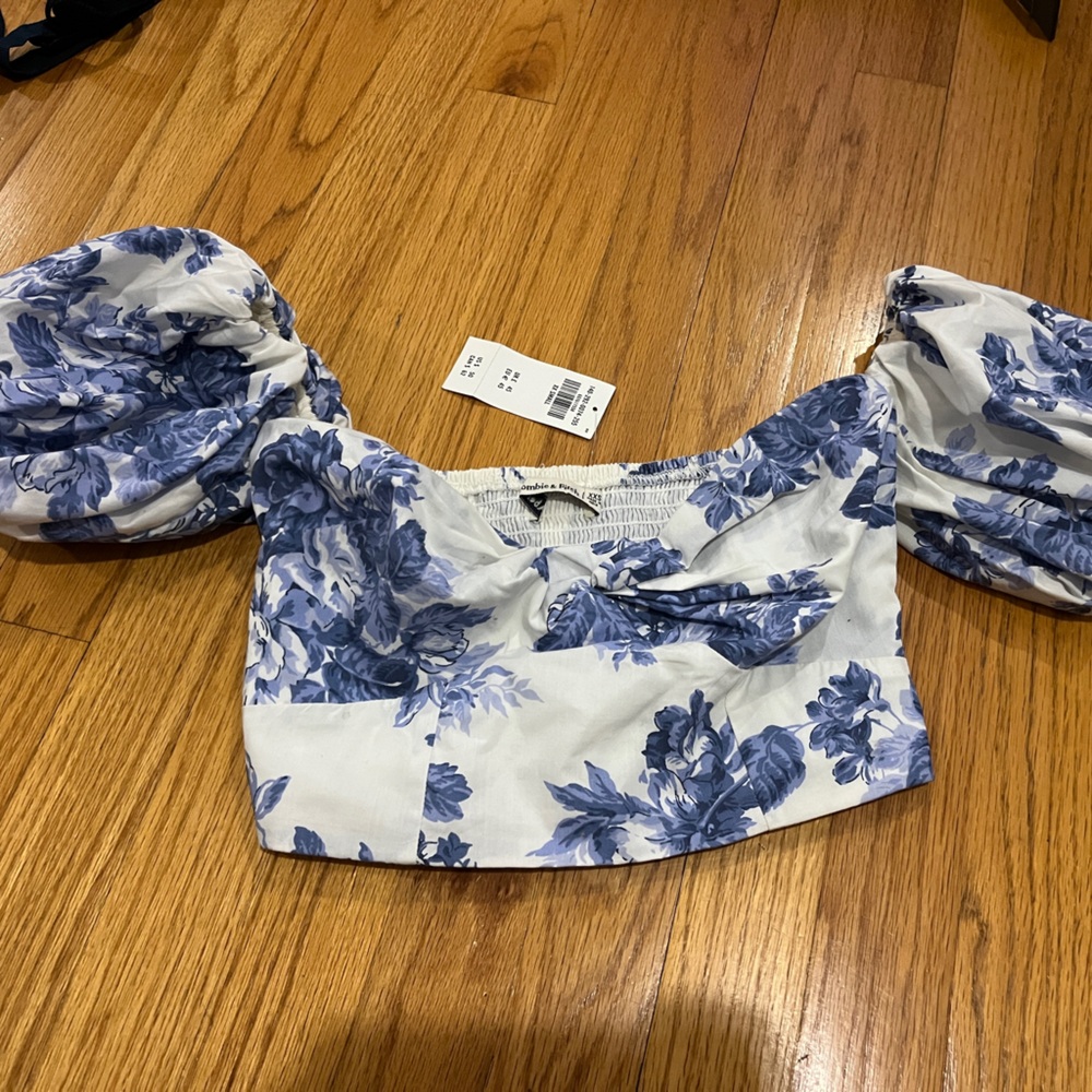 Abercrombie & Fitch Blue Floral Crop Top